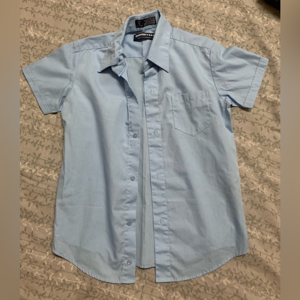 Graduation! Boys button down shirt for special occasions. Light blue, collard